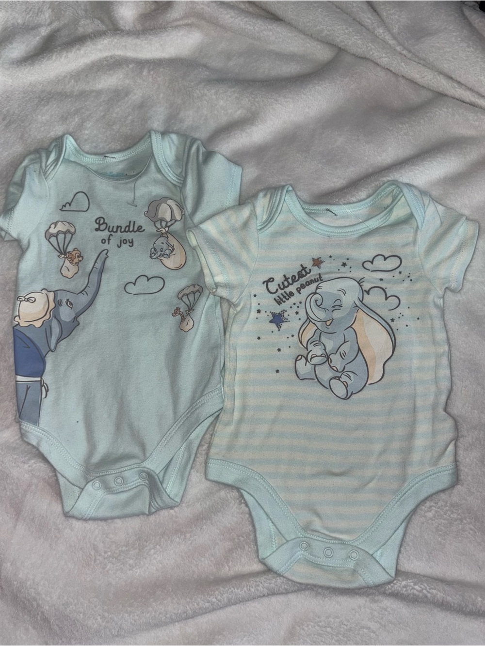 Disney Light Blue Dumbo Baby Bodysuit Set - infants , 3-6 months
